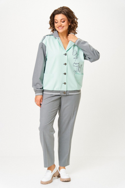 Брюки, жакет Aira Style 24231 мятно-серый - фото 12