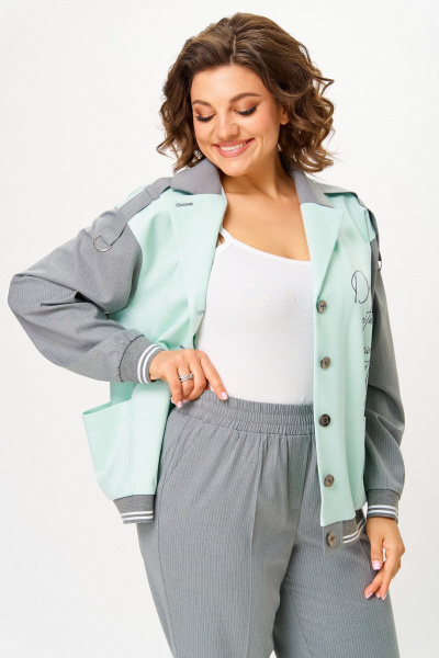 Брюки, жакет Aira Style 24231 мятно-серый - фото 10