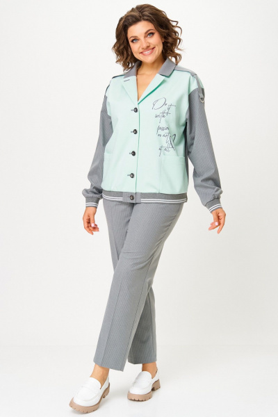 Брюки, жакет Aira Style 24231 мятно-серый - фото 3