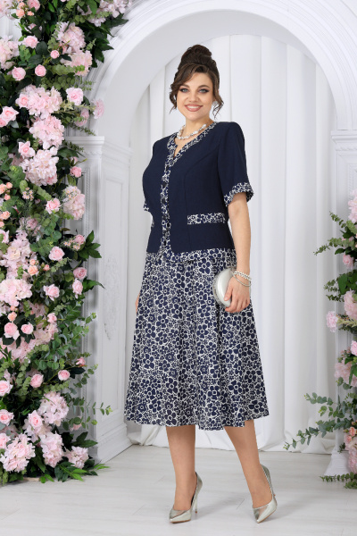 Блуза, юбка Ninele 5992 синий_ромашки - фото 4