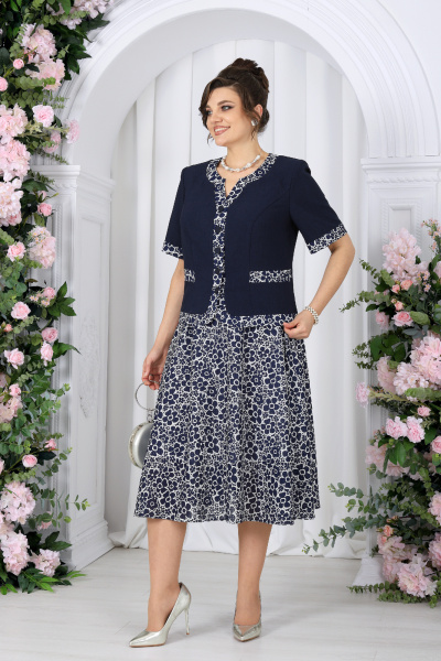Блуза, юбка Ninele 5992 синий_ромашки - фото 5
