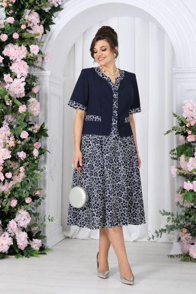 Блуза, юбка Ninele 5992 синий_ромашки - фото 6