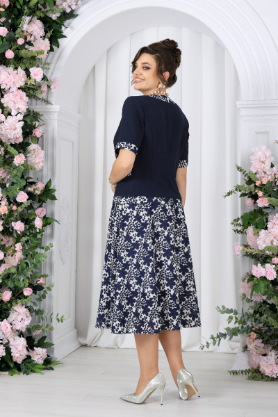 Блуза, юбка Ninele 5992 синий_цветы - фото 8