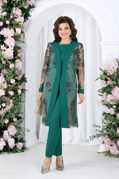 Блуза, брюки, кардиган Ninele 6038 изумруд - фото 1