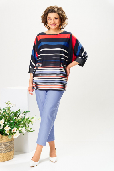 Брюки, джемпер Romanovich Style 2-2780 полоска/деним - фото 1
