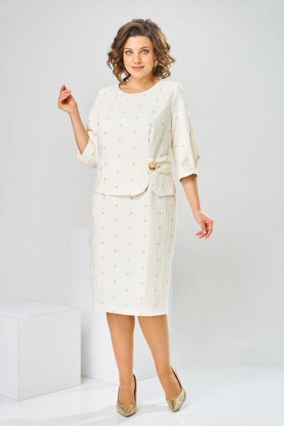 Платье Romanovich Style 1-2537 молочный/штрихи - фото 2