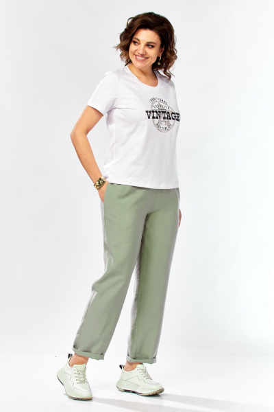 Брюки, жакет Ольга Стиль С-1011 серо-зеленый - фото 11