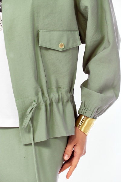 Брюки, жакет Ольга Стиль С-1011 серо-зеленый - фото 10
