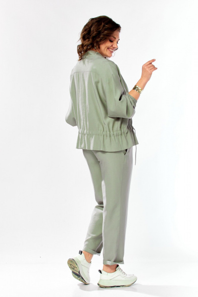 Брюки, жакет Ольга Стиль С-1011 серо-зеленый - фото 7