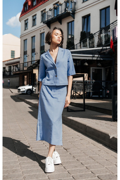 Жакет, юбка iLOKA 25ILor4 голубой - фото 3