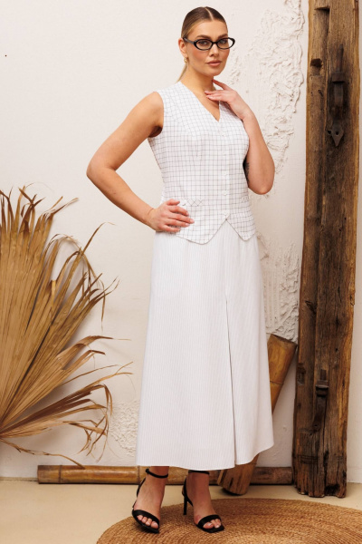 Брюки, жилет Мода Юрс 26-2907 белый - фото 2