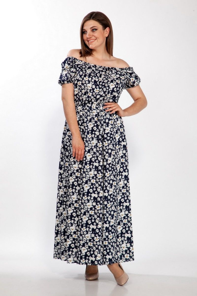 Платье LaKona 1379 синий-белый_цветы - фото 1