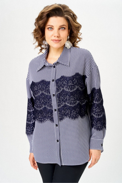 Рубашка Svetlana-Style 5032 синий+узор - фото 1