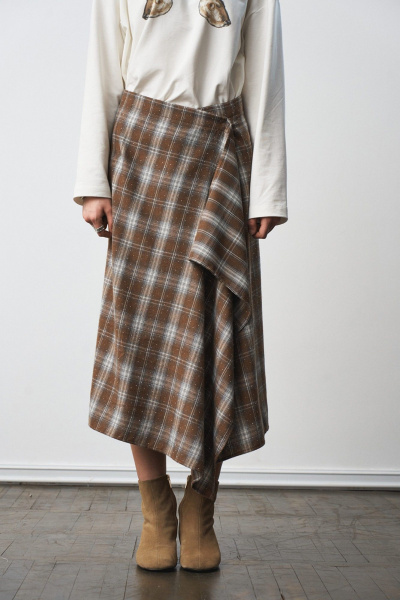 Юбка MilMil 1301 принт-клетка коричневый - фото 3