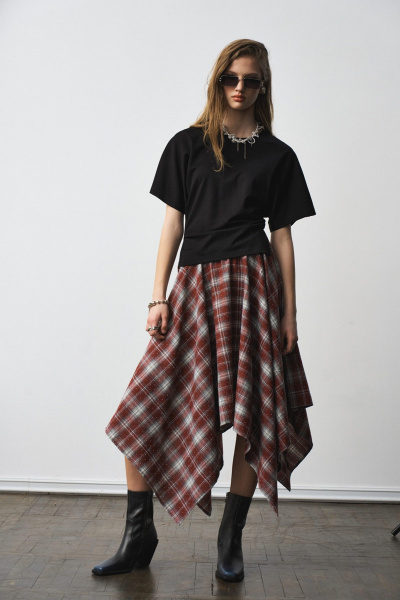 Юбка MilMil 1302 принт клетка борд - фото 1