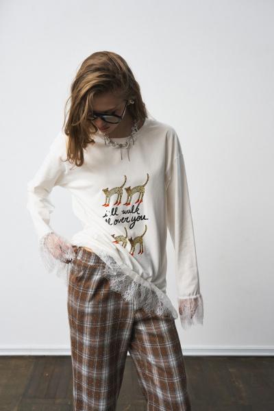 Лонгслив MilMil 1305 молоко принт - фото 5