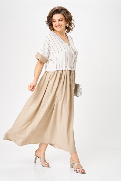 Платье Michel chic 2181 бежевый - фото 4