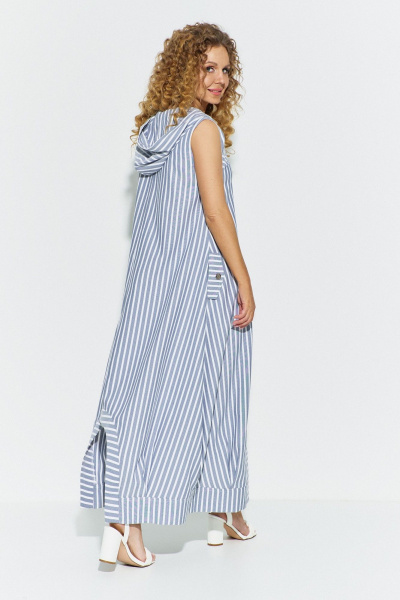 Сарафан Euromoda 683 серо-синий+белый - фото 3