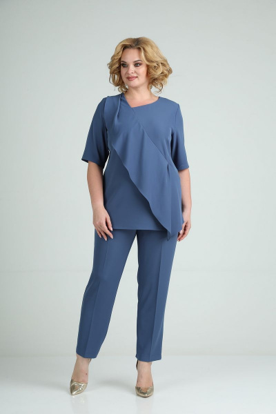 Блуза, брюки Диомант 1695 синий - фото 2