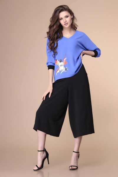 Блуза, брюки Romanovich Style 2-2124 черный/голубой - фото 2