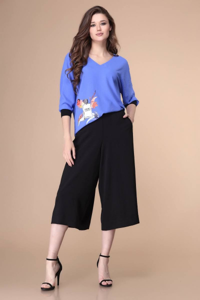 Блуза, брюки Romanovich Style 2-2124 черный/голубой - фото 1