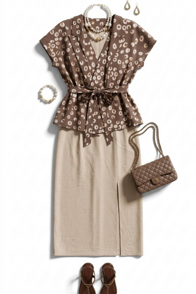 Жакет Vittoria Queen 28123ж коричневый/принт - фото 7