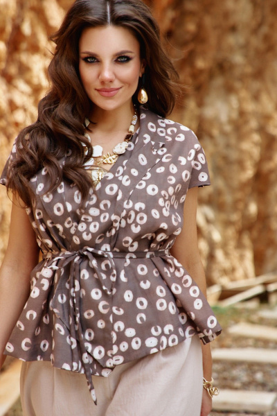 Жакет Vittoria Queen 28123ж коричневый/принт - фото 1