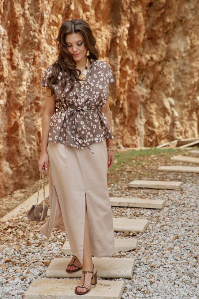 Жакет Vittoria Queen 28123ж коричневый/принт - фото 4