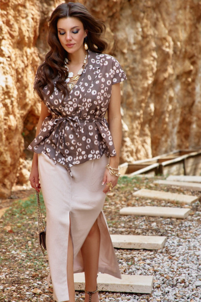 Жакет Vittoria Queen 28123ж коричневый/принт - фото 3