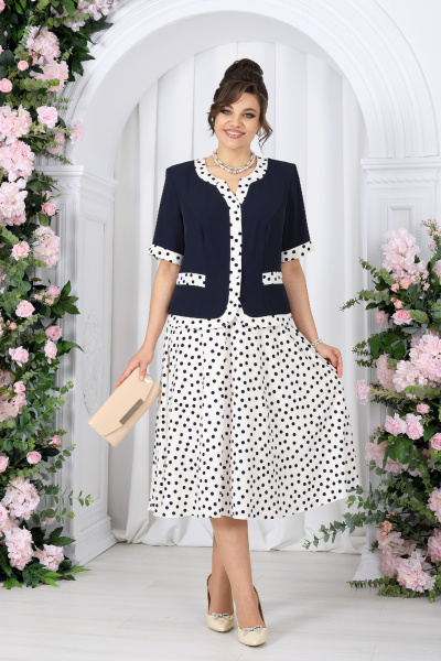 Блуза, юбка Ninele 5992 молочный+горох - фото 6