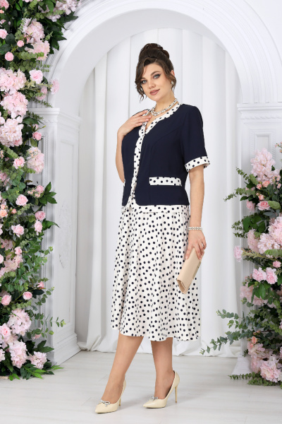 Блуза, юбка Ninele 5992 молочный+горох - фото 7