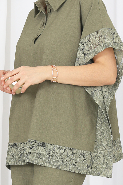 Блуза, брюки Ninele 7525 оливка - фото 2