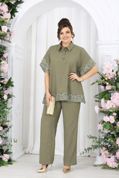 Блуза, брюки Ninele 7525 оливка - фото 5