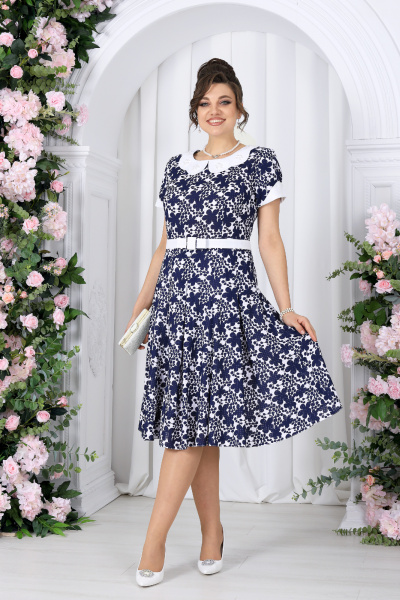Платье Ninele 7533 синие цветы - фото 1