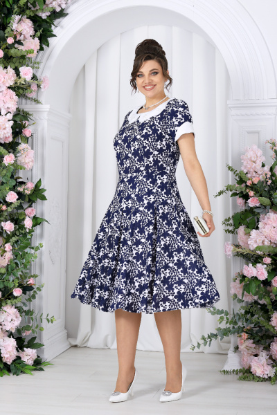 Платье Ninele 7533 синие цветы - фото 2
