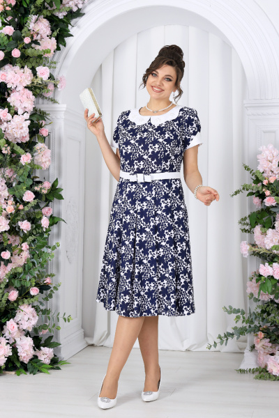 Платье Ninele 7533 синие цветы - фото 7