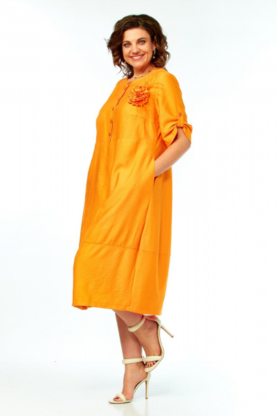 Платье Ольга Стиль С-1014 оранжевый - фото 5