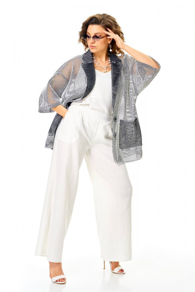 Жакет Anastasia 1349 молочно-графитовый - фото 3