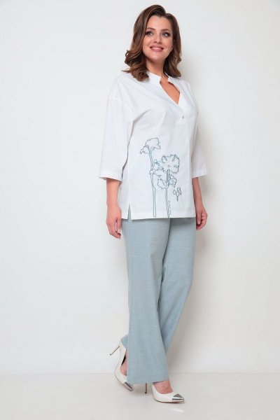 Блуза, брюки Michel chic 1242 белый+серый - фото 3