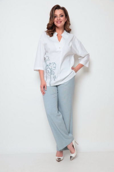 Блуза, брюки Michel chic 1242 белый+серый - фото 2