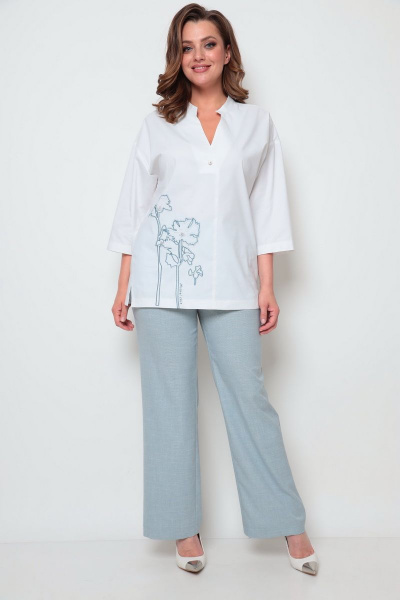 Блуза, брюки Michel chic 1242 белый+серый - фото 1