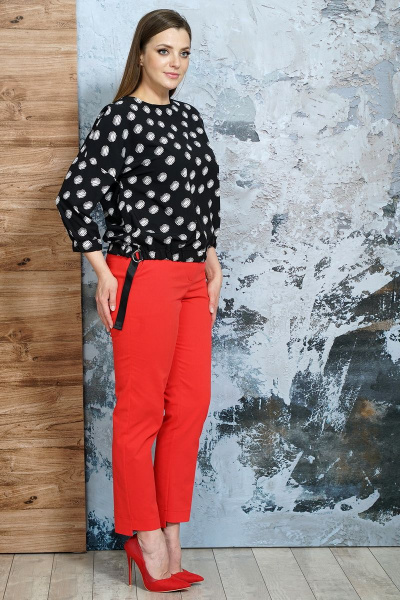 Блуза, брюки Белтрикотаж 4347 красный-черный - фото 3