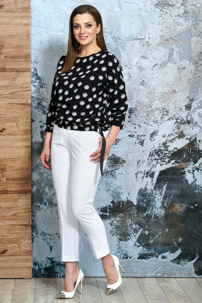 Блуза, брюки Белтрикотаж 4347 белый-черный - фото 2
