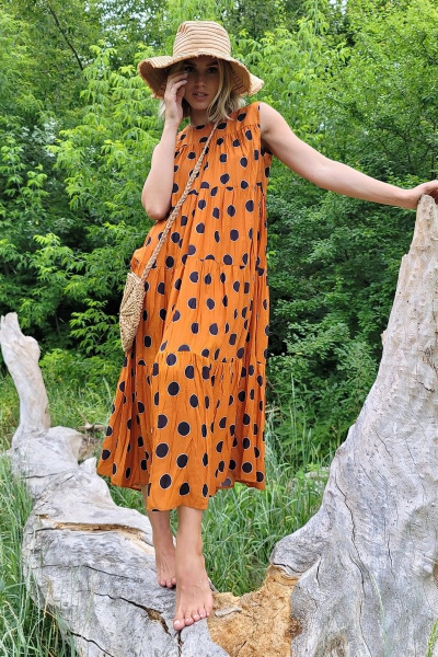 Платье Lokka 771 оранжевый_горох - фото 6