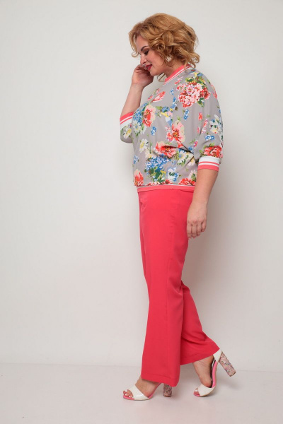Блуза, брюки Michel chic 1246 красный+серый - фото 4
