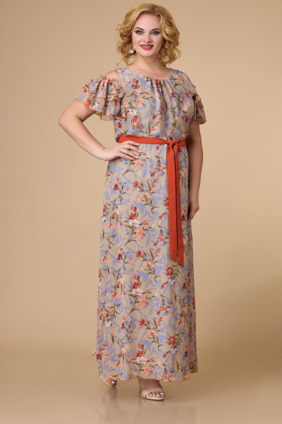 Платье Svetlana-Style 1589 бежевый+цветы - фото 1
