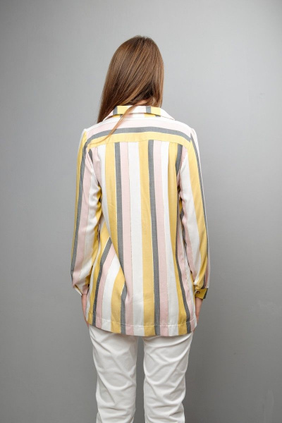 Блуза Mita ЖМ999А желто-серо-розовая - фото 3