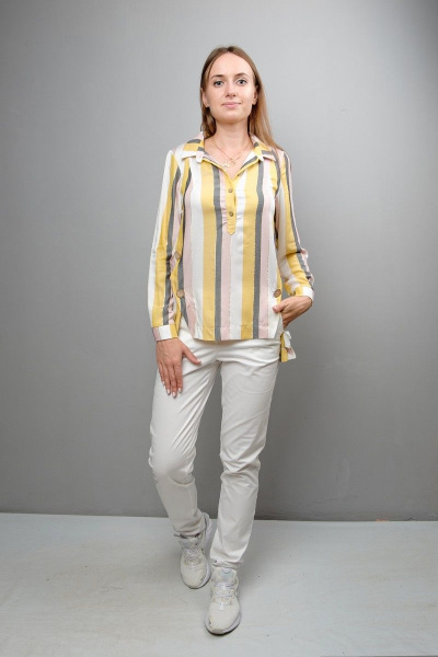 Блуза Mita ЖМ999А желто-серо-розовая - фото 1