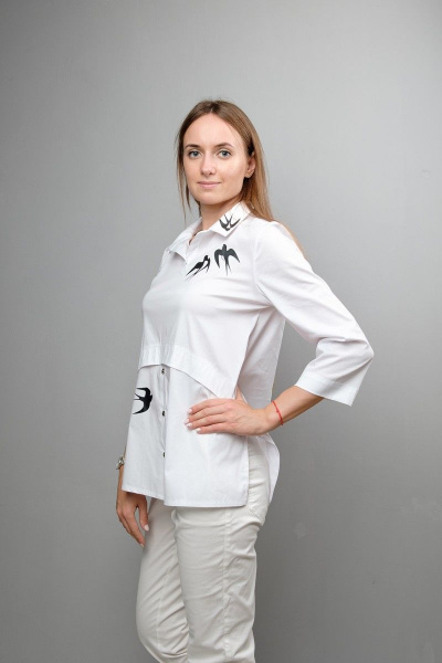 Блуза Mita ЖМ1056 белый_ласточки - фото 2
