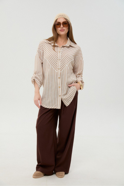 Рубашка NikVa 953-4 песочные_полосы - фото 6